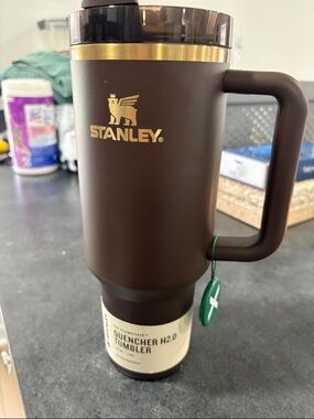Hard to find Stanley Chocolate Tumbler with Gold Logo and Trim